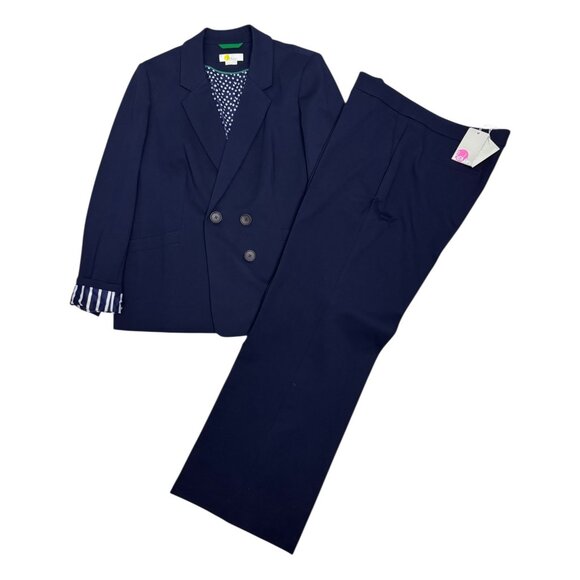 NWT BODEN 2-Piece Luxury Designer Business Blazer PANT SUIT Blue Womens 18R - Picture 1 of 10
